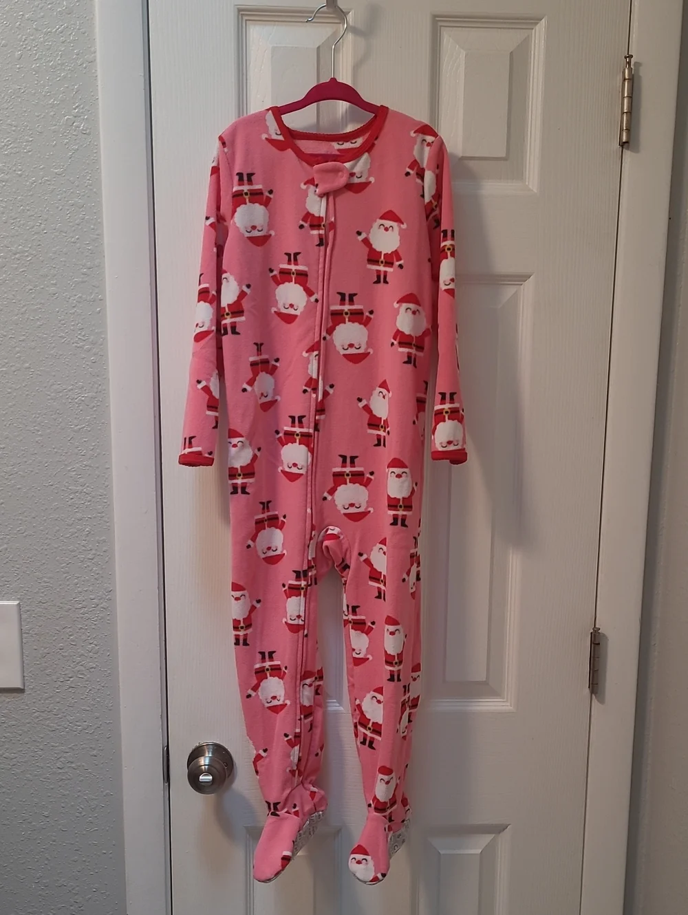 Carters Children's Christmas Pink Santa One-Piece Footie Pajamas